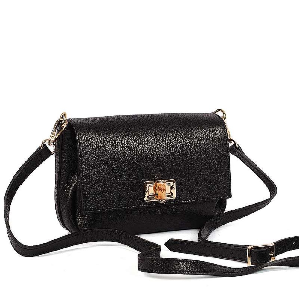 VALENTINA FIORE Black Leather Crossbody Bag